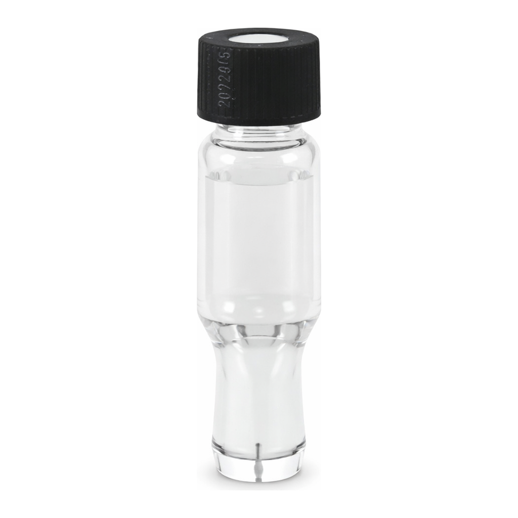 Waters Clear Glass 12 x 32 mm Snap Neck Total Recovery Vial, with Cap and PTFE/silicone Septum , 1 mL Volume, 100/pk