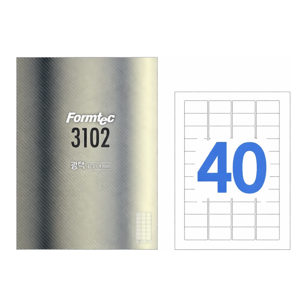 OFFICENEX 바코드용 광택 라벨(40칸/100매/LB-3102/폼텍)