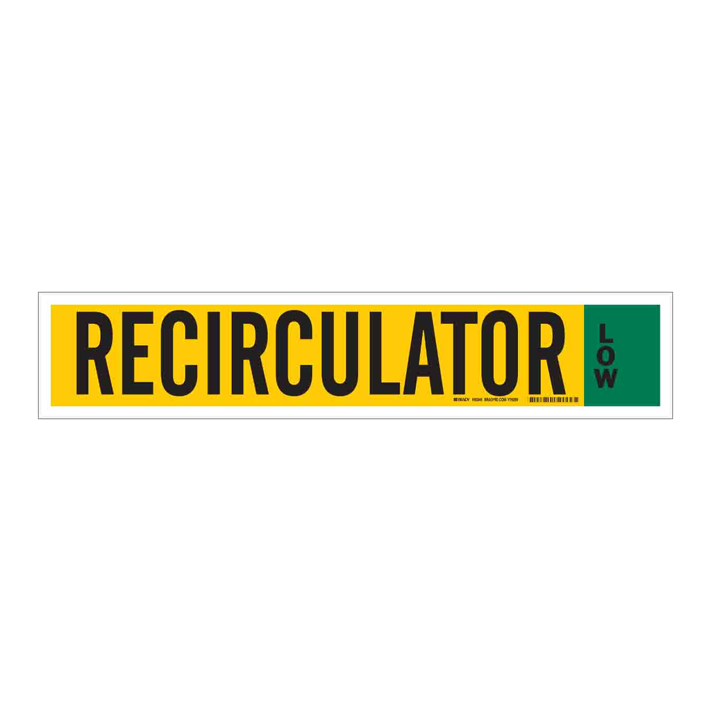 Brady Ammonia (IIAR) Pipe Marker: RECIRCULATOR