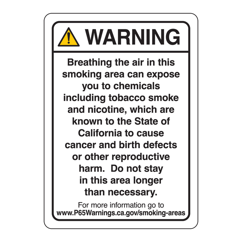 Brady California Prop 65 Smoking Warning Sign