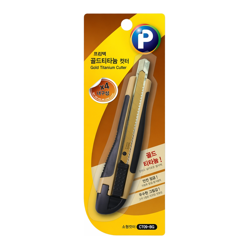 OFFICENEX 프린텍 골드 티타늄소형커터칼 CT09-BG(소형, 135x25mm)