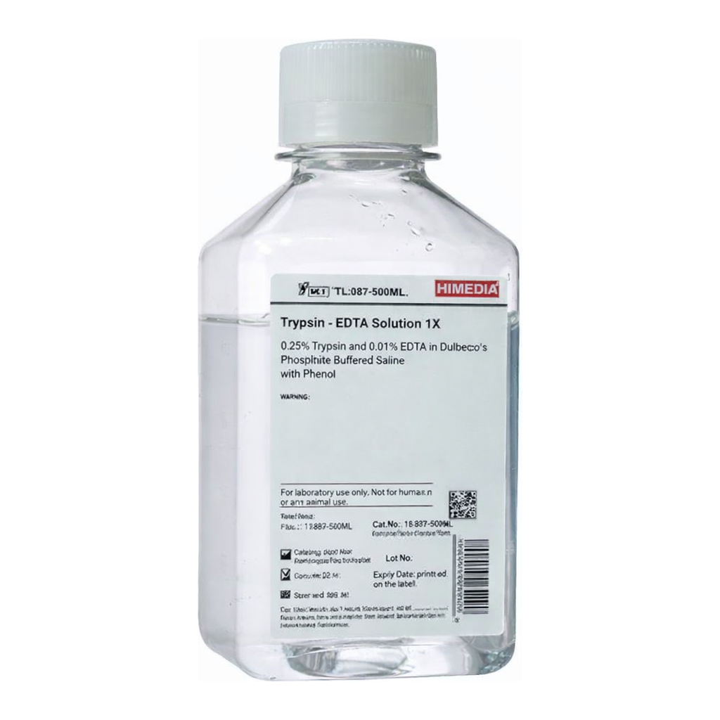 Himedia Trypsin - EDTA Solution 1X 0.25% Trypsin and 0.02% EDTA in Hanks` Balanced Salt Solution w/o Calcium, Magnesium and Phenol red