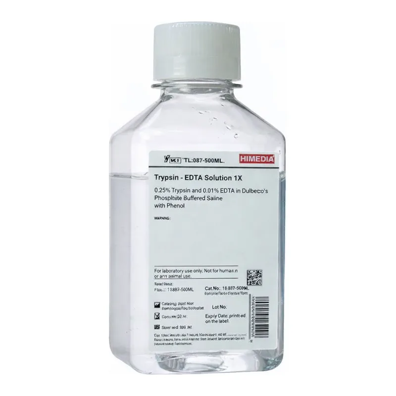 Himedia Trypsin - EDTA Solution 1X 0.25% Trypsin and 0.02% EDTA in Hanks` Balanced Salt Solution w/o Calcium, Magnesium and Phenol red