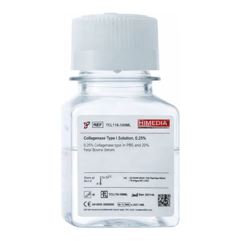 Himedia Collagenase Type I Solution, 0.25% w/ 0.25% Collagenase type I in PBS and 20% Fetal Bovine Serum