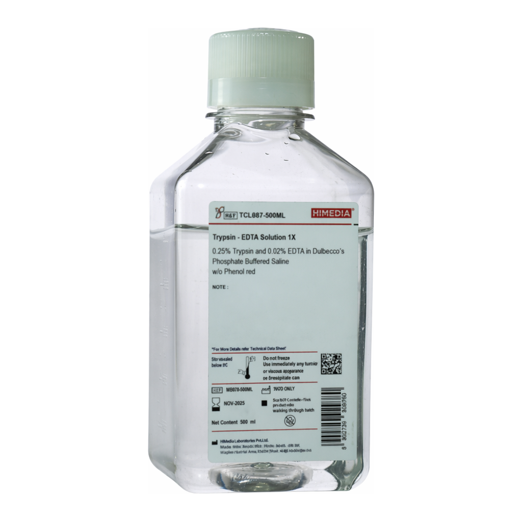 Himedia Trypsin-EDTA Solution 1X w/ 0.025% Trypsin and 0.01% EDTA in Dulbecco`s Phosphate Buffered Saline w/o Phenol red