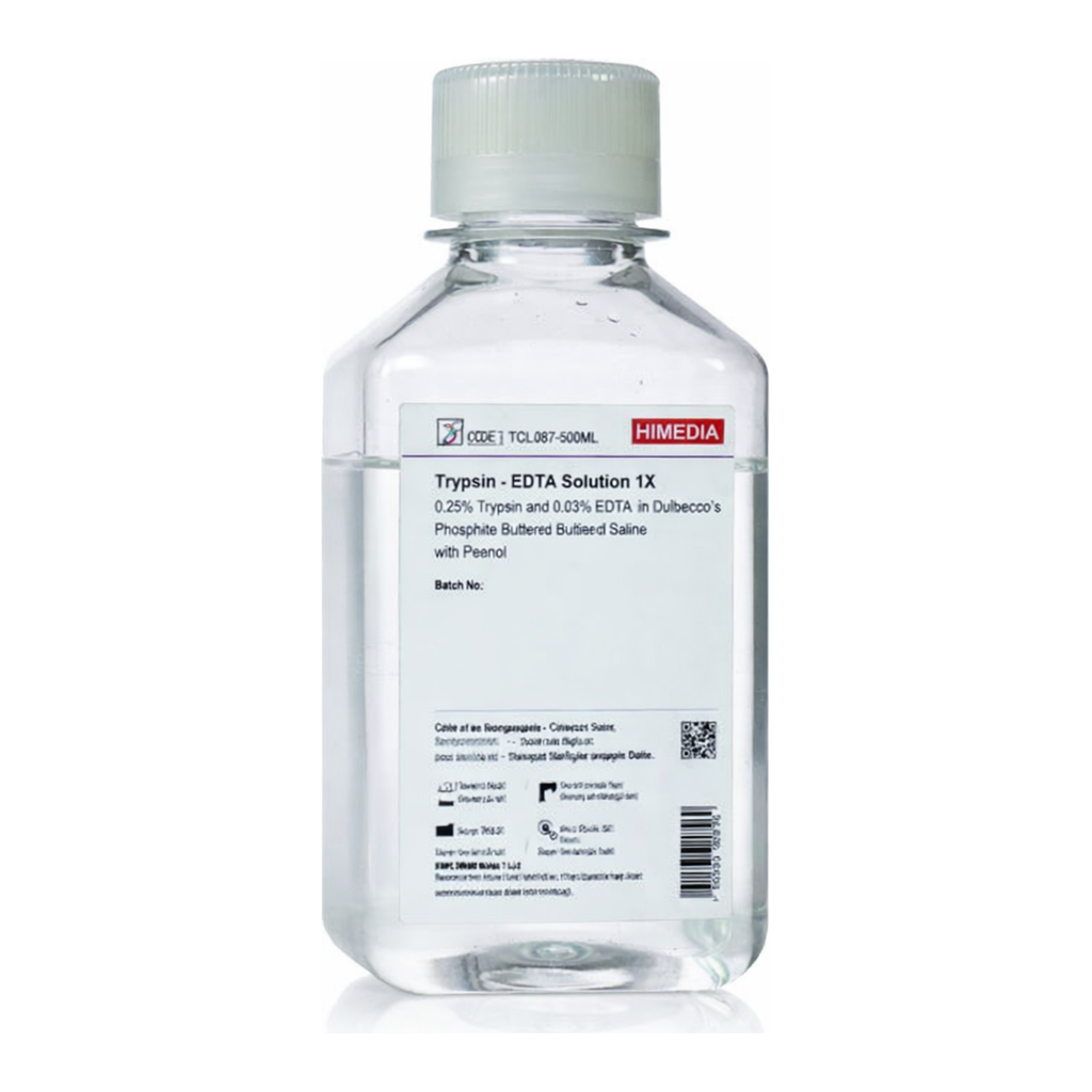 Himedia Trypsin - EDTA Solution 1X 0.25% Trypsin and 0.001% EDTA in Dulbecco’s Phosphate Buffered Saline w/o Phenol red