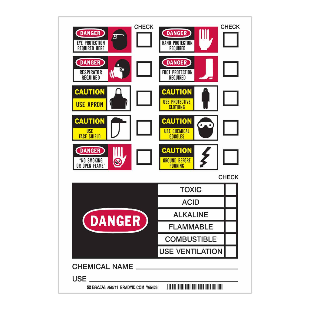 Brady DANGER DANGER EYE PROTECTION REQUIRED HERE Labels