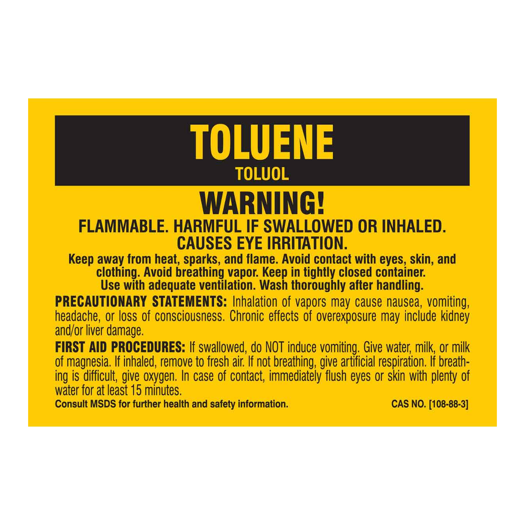 Brady Toluene Warning Labels