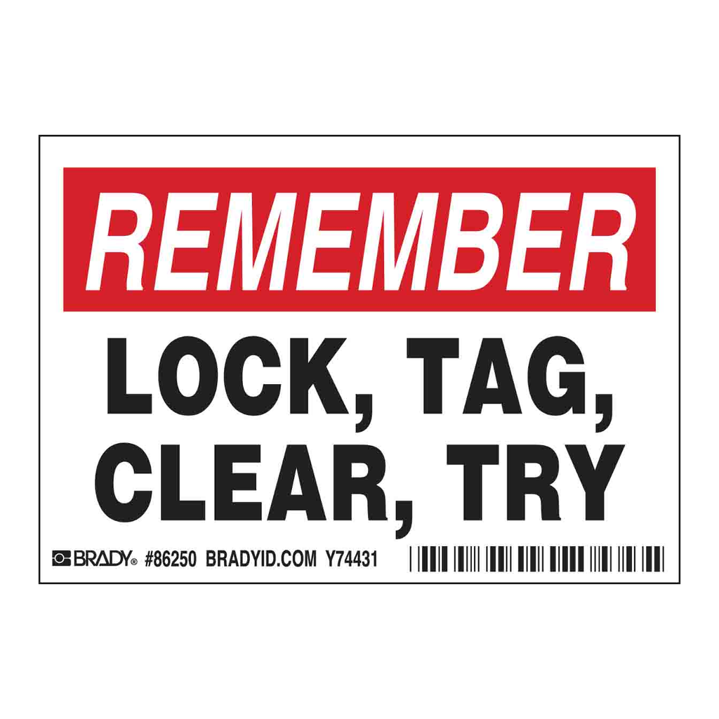 Brady REMEMBER LOCK, TAG, CLEAR, TRY Labels