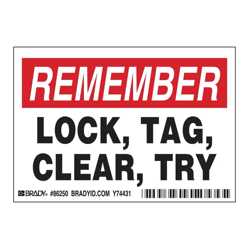 Brady REMEMBER LOCK, TAG, CLEAR, TRY Labels