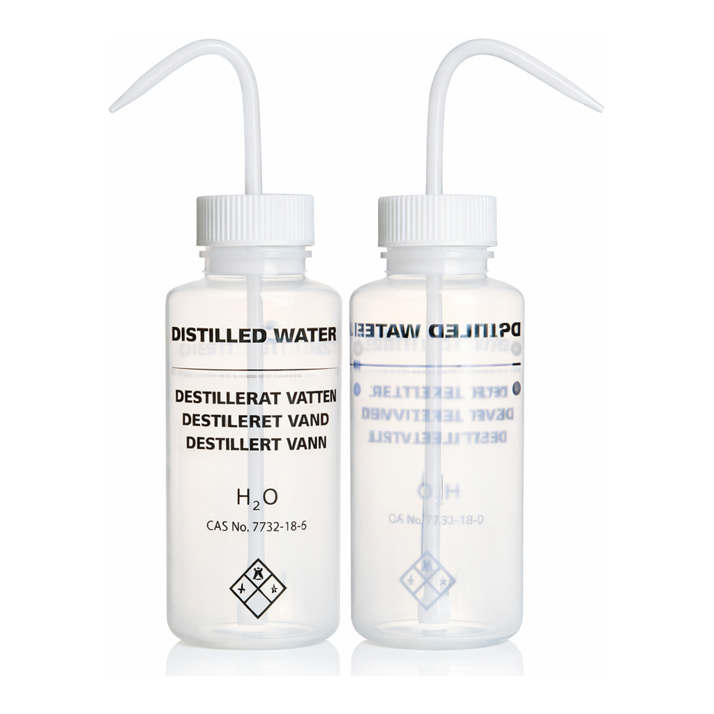 Merck AzlonÂ Multi-Lingual Safety Wash Bottles With Driplok Vapor Venting