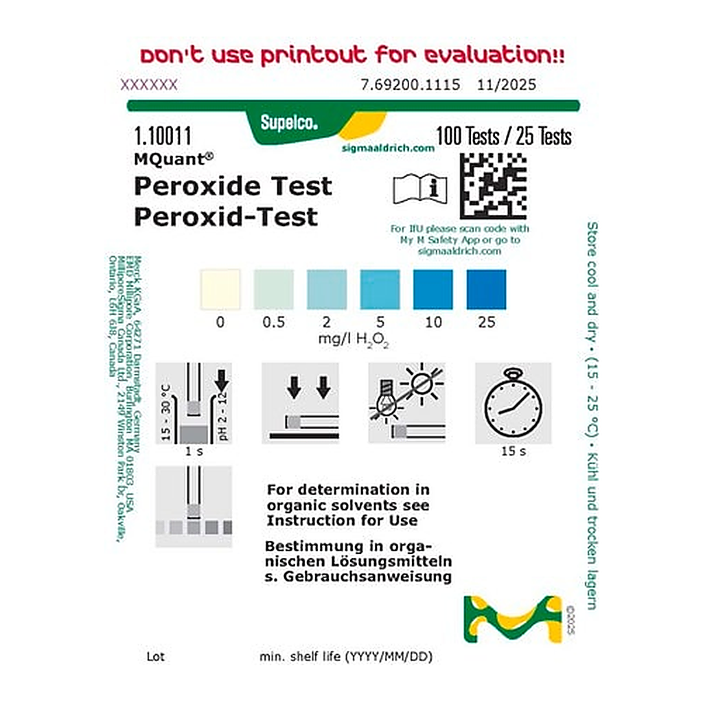 Merck PEROXIDE TEST 0.5 - 2 - 5 - 10 - 25 MG/L