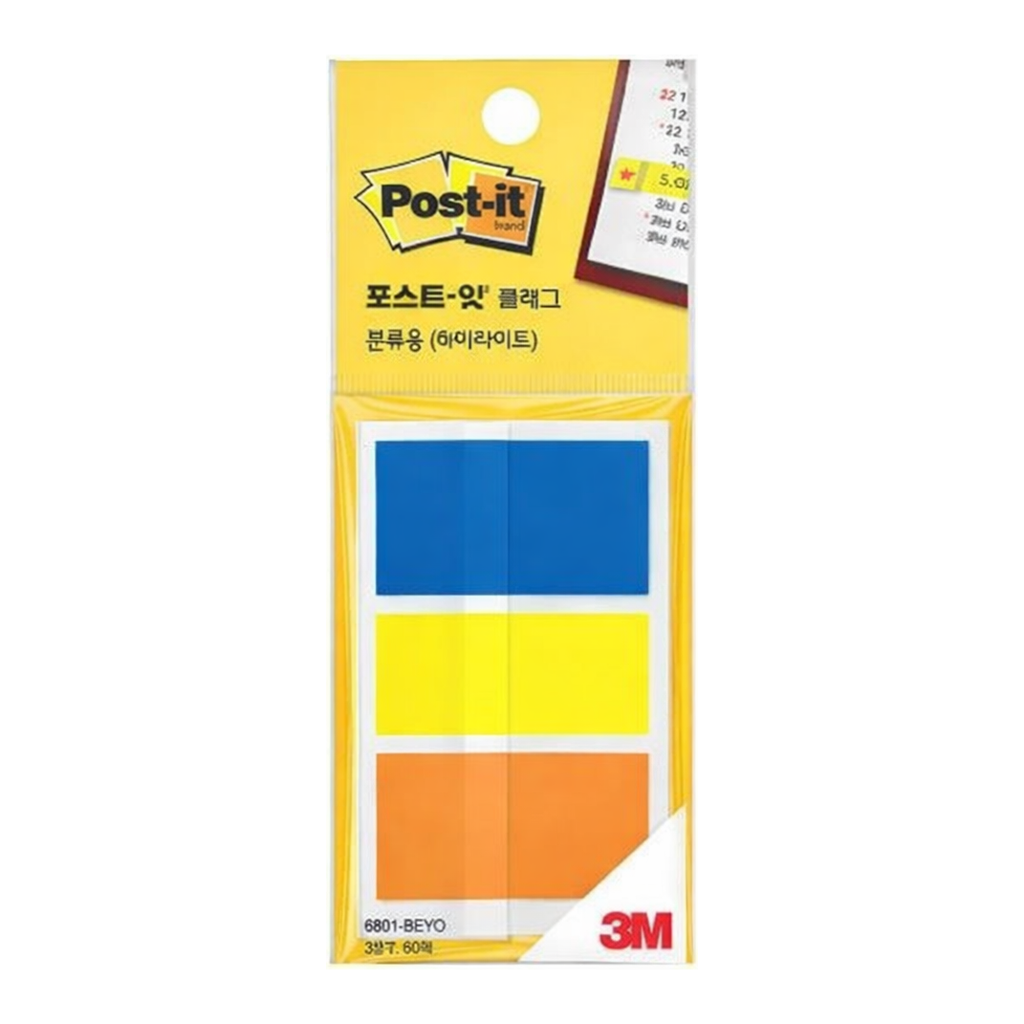OFFICENEX 3M 포스트잇 플래그 분류용(하이라이트) 3색 680T-3BYO