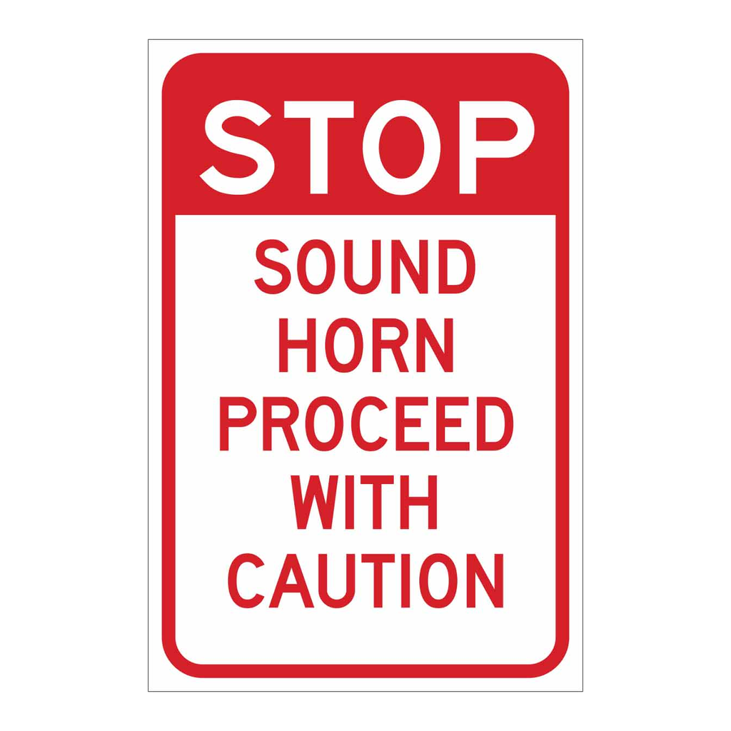 Brady STOP Sound Horn Proceed With Caution Sign