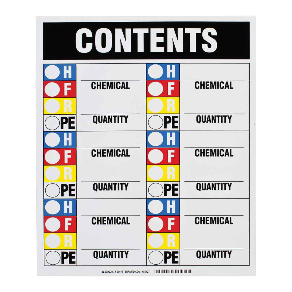 Brady CONTENTS Magnetic HMIG Sign