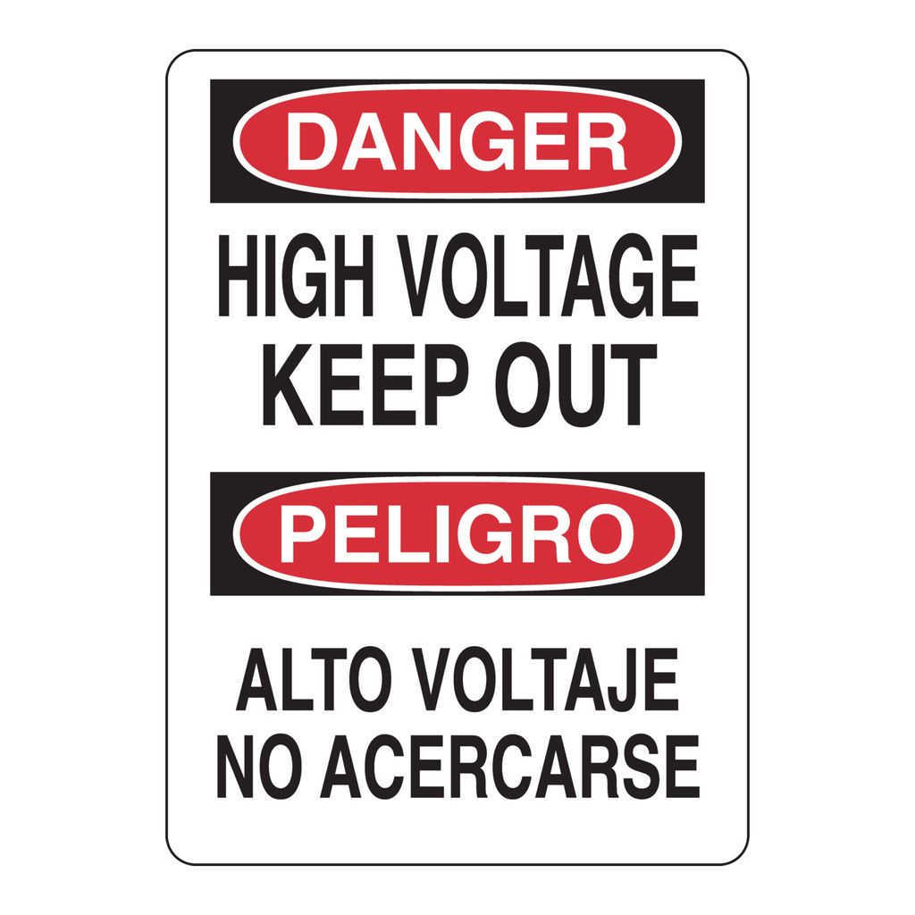 Brady Bilingual DANGER High Voltage Keep Out Sign