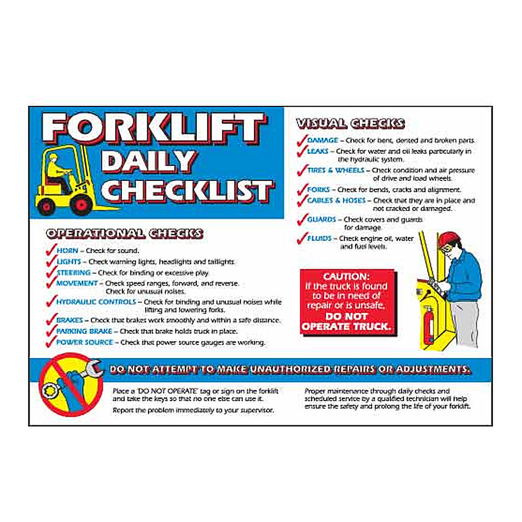 Brady Forklift Daily Checklist Poster