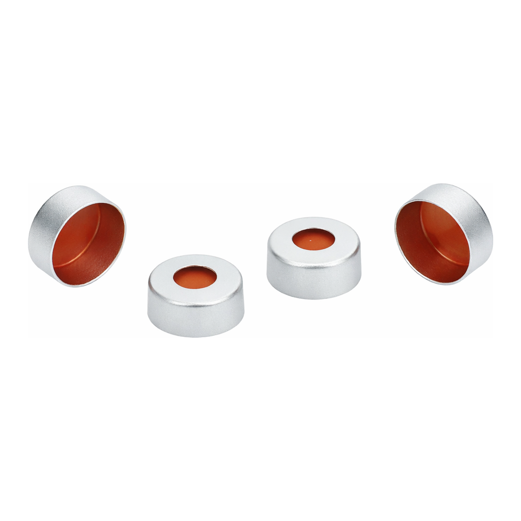 Restek Aluminum Seal w/Septa, 13mm Silver PTFE/Butyl Rubber Pack of 100