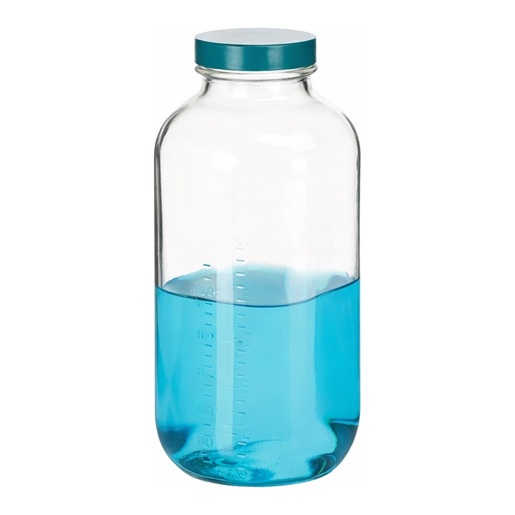 Thermo Fisher Scientific Qorpack Precleaned Square Glass Wide-Mouth Bottle, PTFE Cap, 15mL, 48/Cs