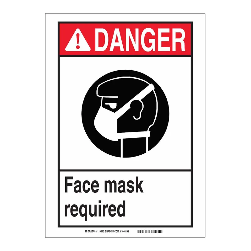 Brady DANGER Face Mask Required Sign