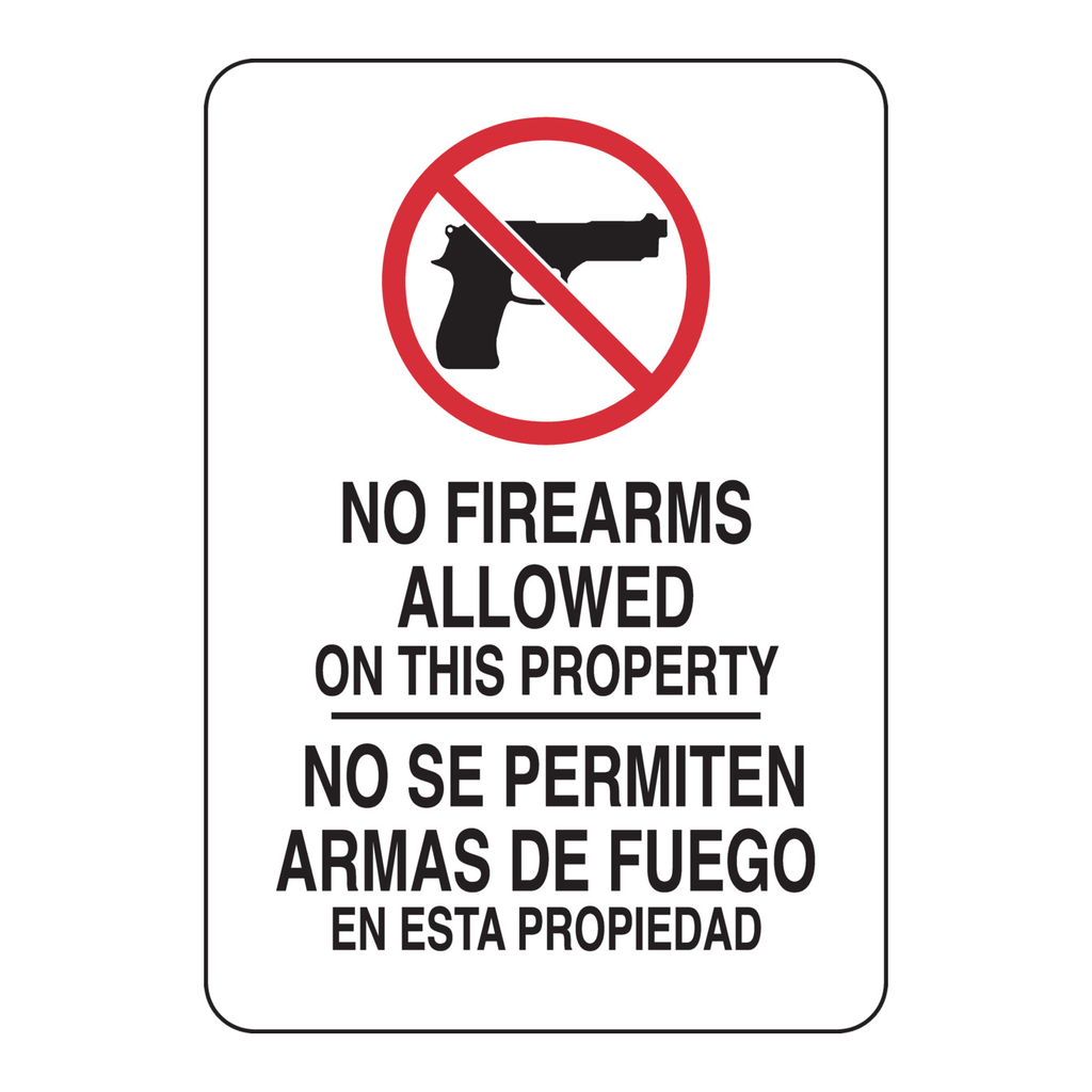 Brady Bilingual No Firearms Allowed On This Property Sign