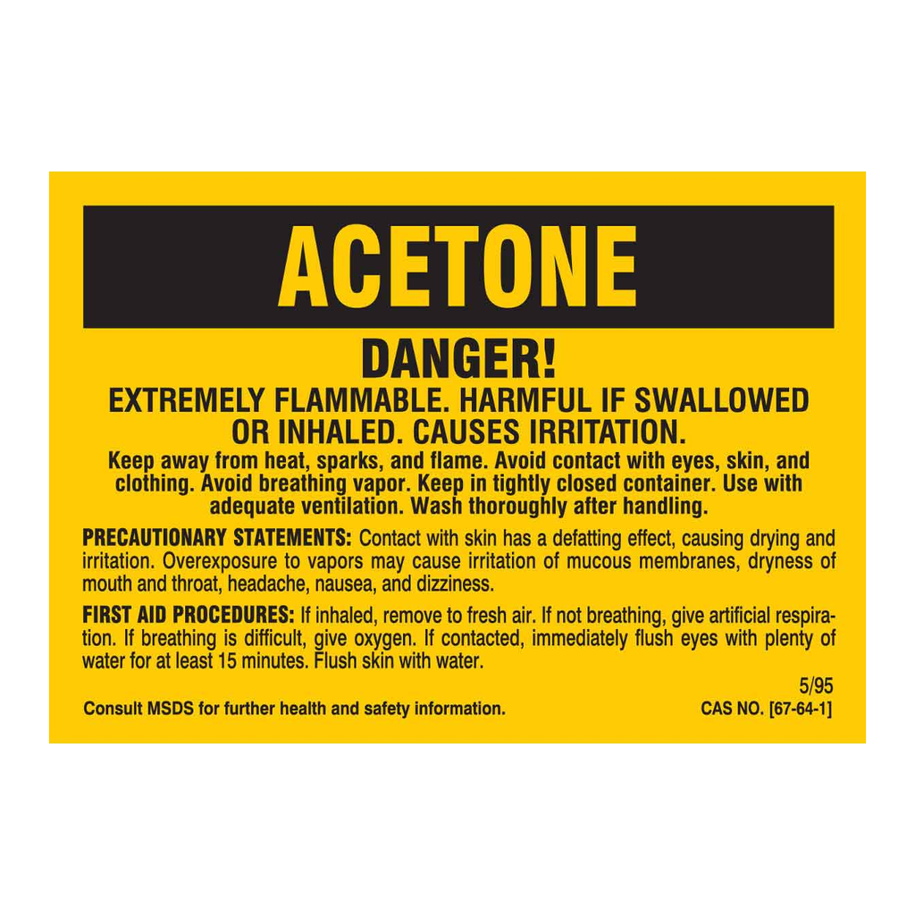 Brady Acetone Danger Labels
