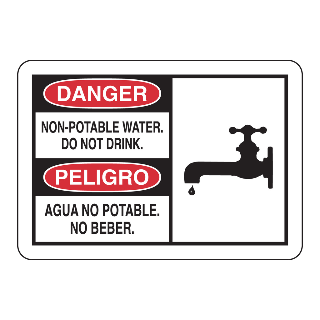 Brady Bilingual DANGER Non-Potable Water Do Not Drink Sign