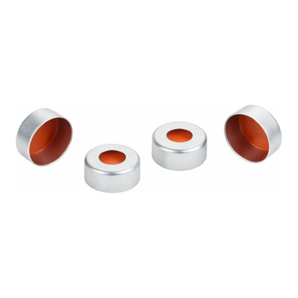 Restek Aluminum Seal w/Septa, 13mm Silver PTFE/Butyl Rubber Pack of 1000