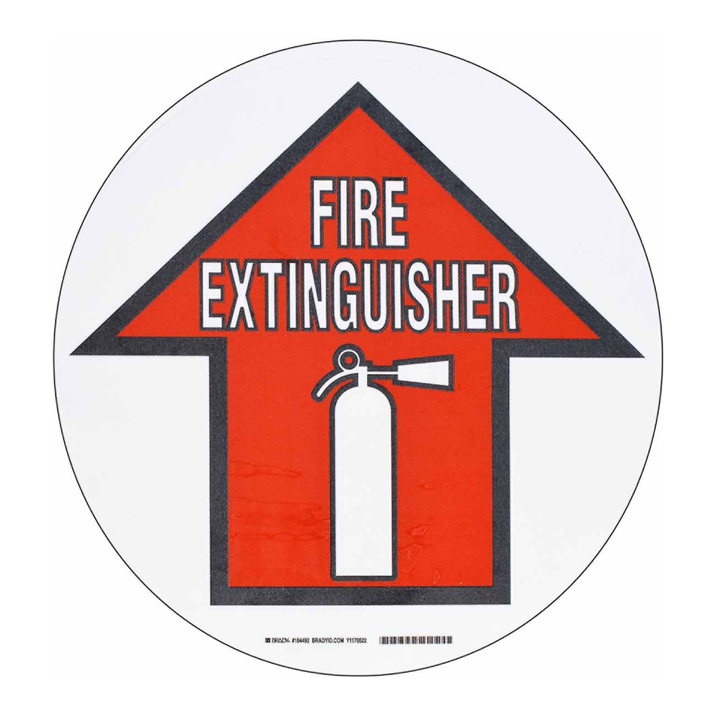Brady FIRE EXTINGUISHER Up Arrow ToughStripe Floor Sign