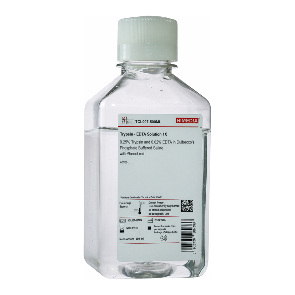 Himedia Trypsin - EDTA Solution 1X 0.25% Trypsin and 0.001% EDTA in Dulbecco`s Phosphate Buffered Saline w/o Phenol red