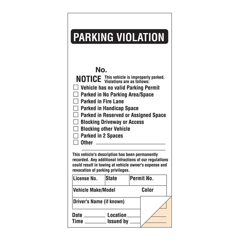 Brady Parking Violation Ticket