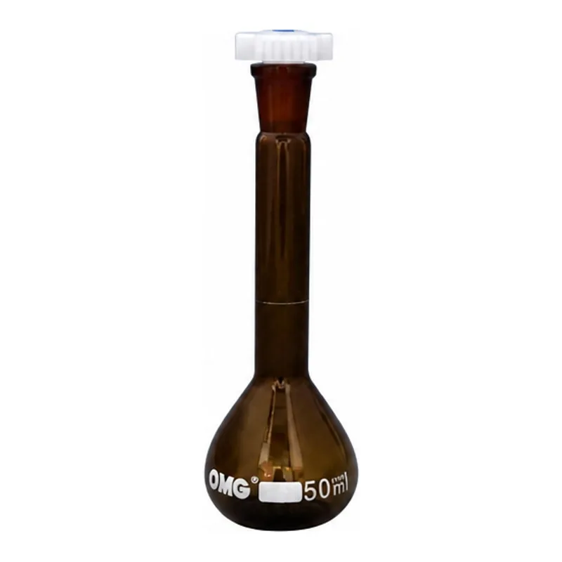 갈색 메스플라스크 (Flask, Volumetric, Amber, PP joint stopper sanding graduated)