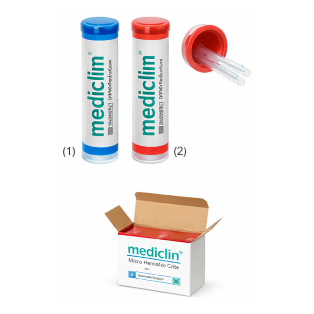 Daihan Science mediclin Micro Hematocrit Capillary Tube, Blue & Heparinized-Red, 75㎕<br>For Bl