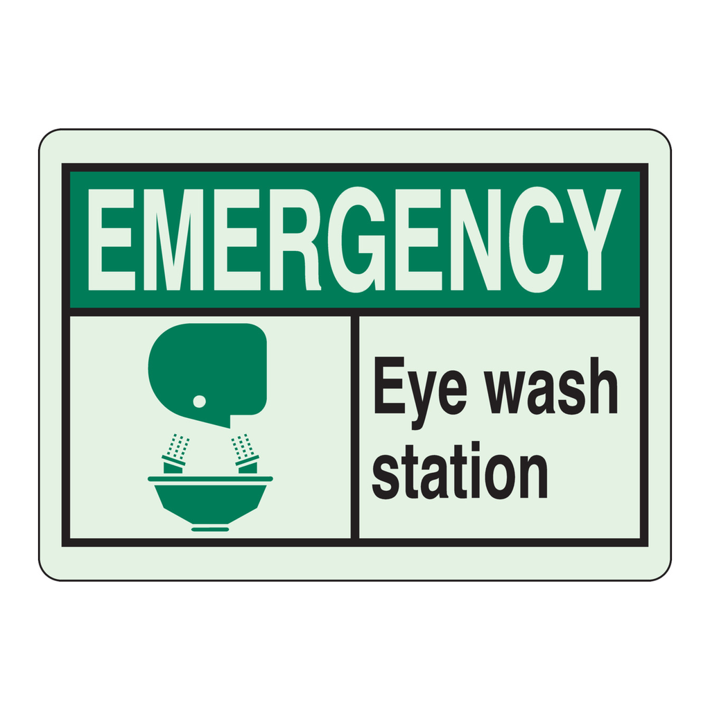 Brady EMERGENCY Eye Wash Station BradyGlo sign