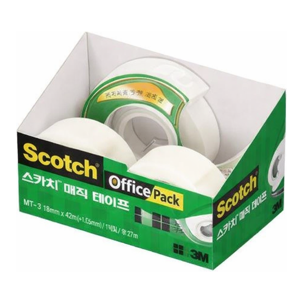 OFFICENEX 3M 스카치 매직테이프 오피스팩 MT-3(18mmX25m 디스펜서1개 + 18mmX25m 리필2개)