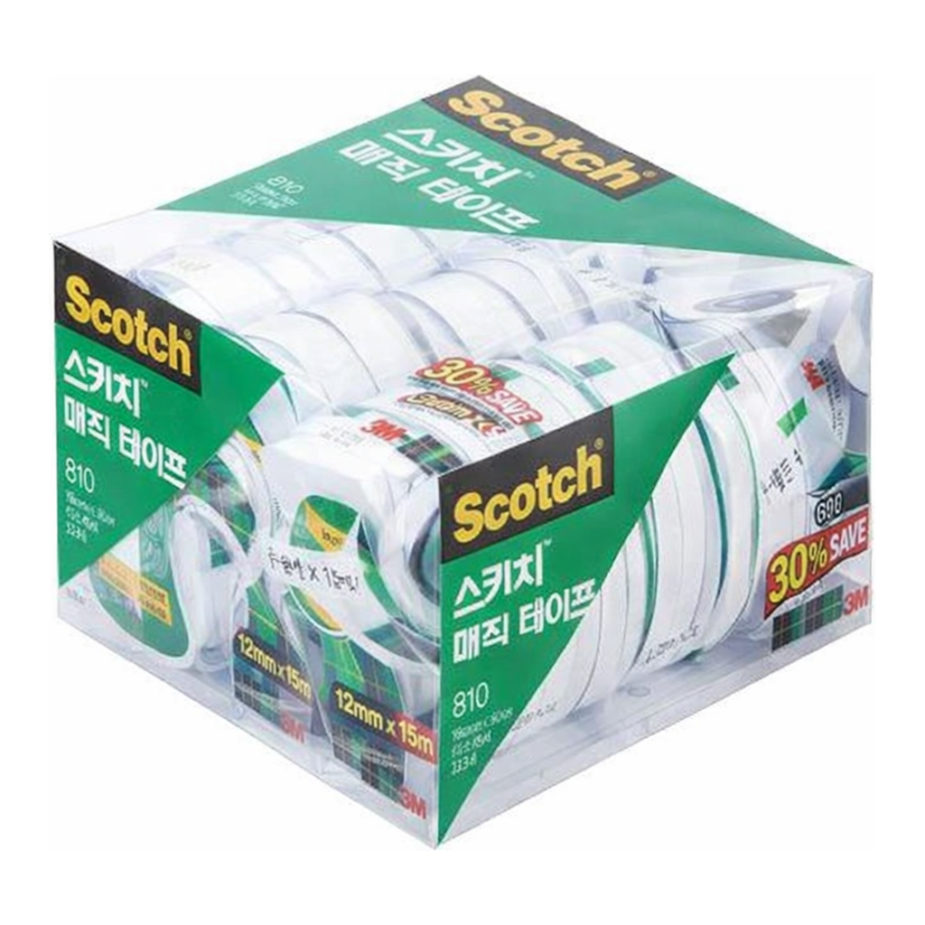 OFFICENEX 3M 스카치 매직테이프 디스펜서 810D-12 세이빙팩30%(18mmX30m 12개입)
