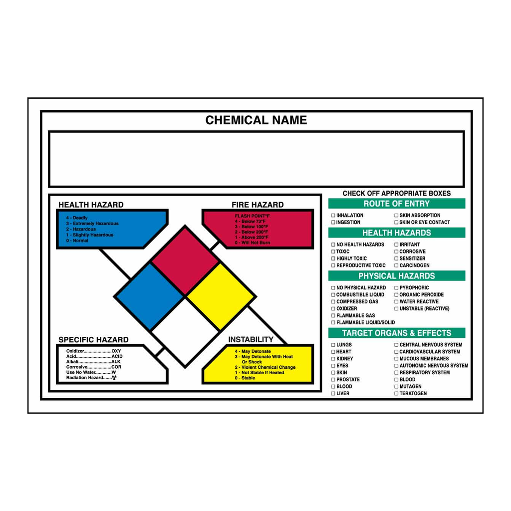 Brady Write-on NFPA Chemical Labels