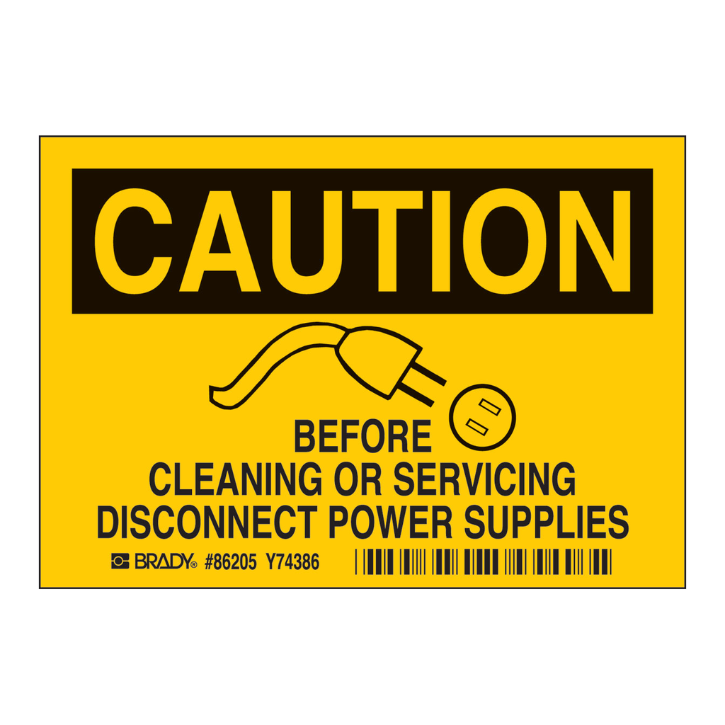 Brady CAUTION Before Cleaning or Servicing Disconnect Power Supplies Labels