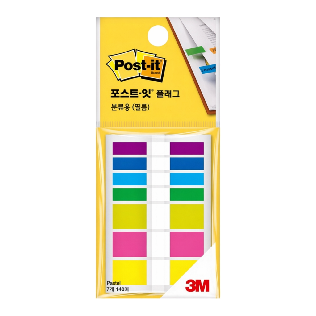 OFFICENEX 3M 포스트잇 플래그 분류용(필름) 683-파스텔(44x6mm, 44x12mm)