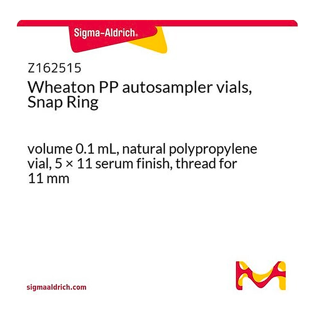 Merck Wheaton PP autosampler vials, Snap Ring