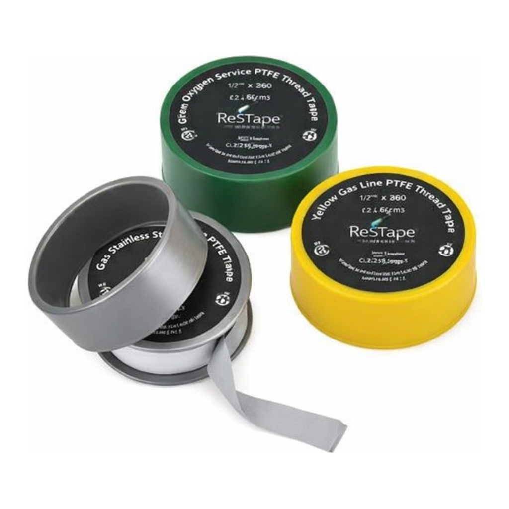 Restek ResTape PTFE Tape, 1/2in x 260in Yellow PTFE Thread Tape for Gas Service, Gas Tight 3 Wrap