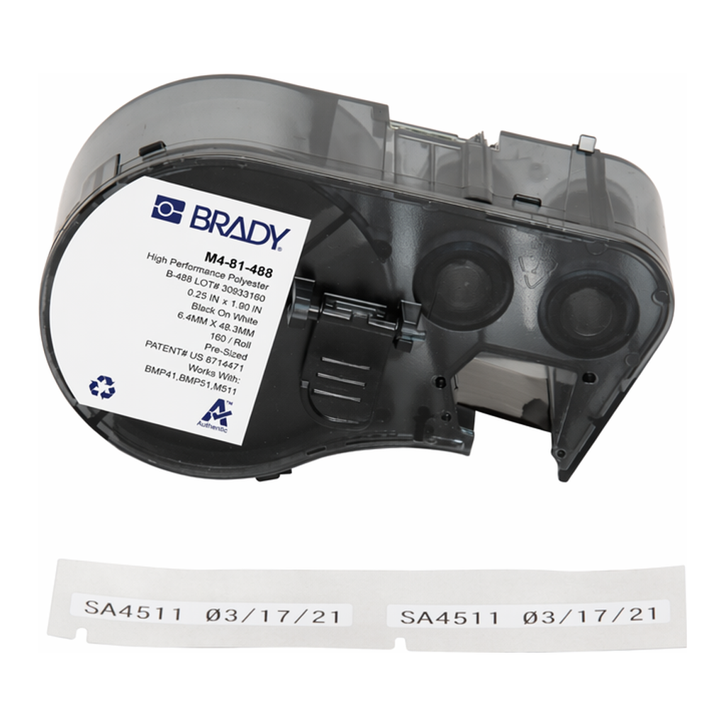 Brady Solvent and Chemical Resistant Polyester Laboratory Labels with Ribbon for M4 M5 Printers