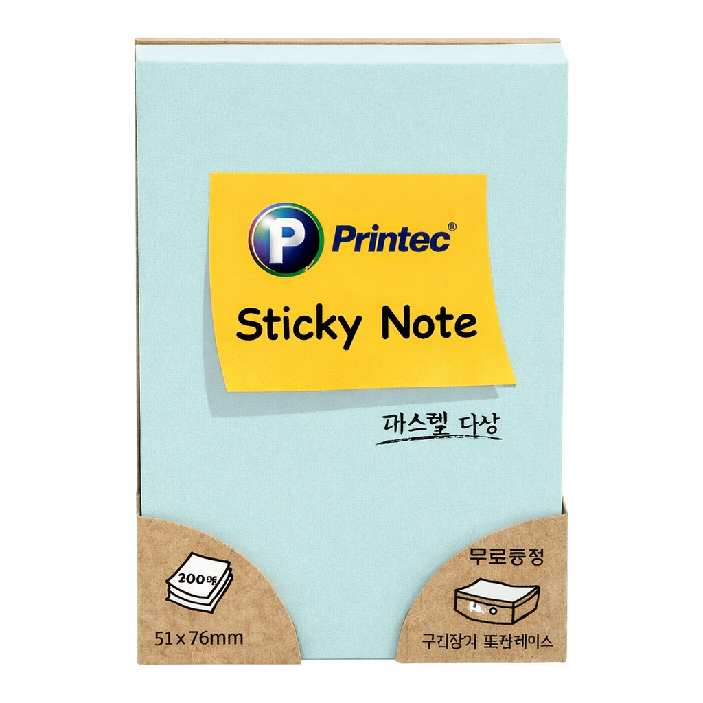 OFFICENEX 프린텍 5176B 스티키노트 파스텔파랑 51*76 100매