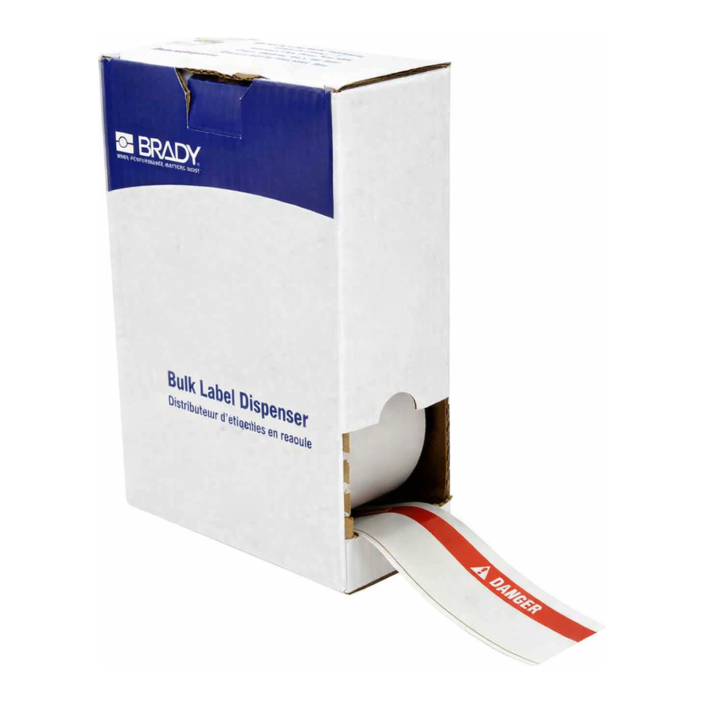 Brady ToughWash Metal Detectable Washdown Resistant Labels, ANSI DANGER Header, Bulk, for M7 Printers