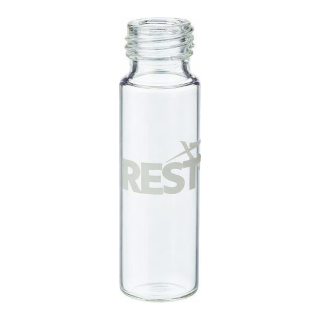 Restek Headspace Vials, 20mL (22x75) Screw Thread, Clear Glass, 100-pk Rounded Bottom