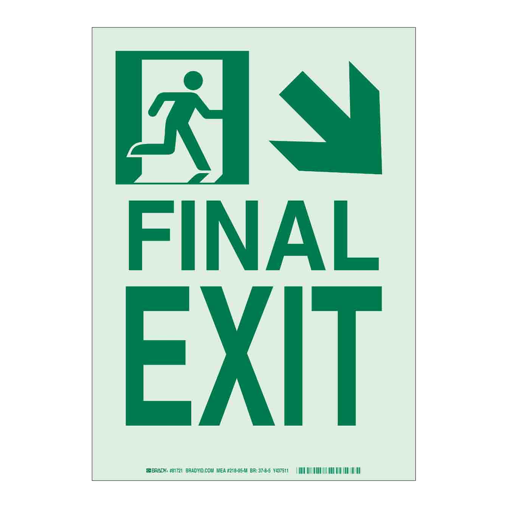 Brady BradyGlo Final Exit Sign