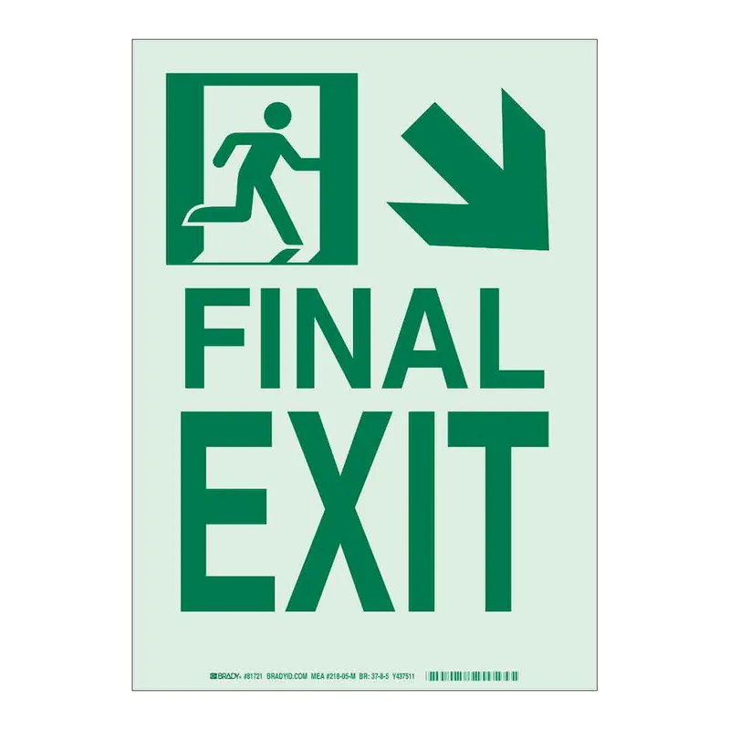 Brady BradyGlo Final Exit Sign