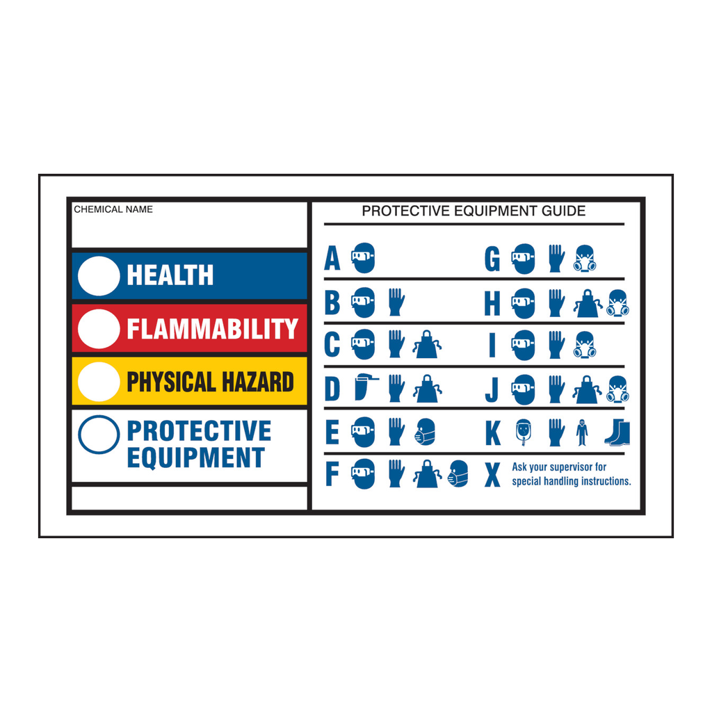 Brady HEALTH FLAMMABILITY REACTIVITY PROTECTIVE EQUIPMENT Labels