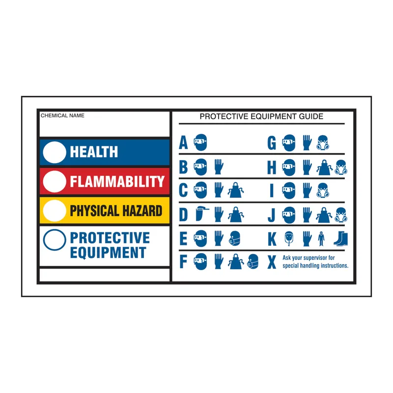 Brady HEALTH FLAMMABILITY REACTIVITY PROTECTIVE EQUIPMENT Labels
