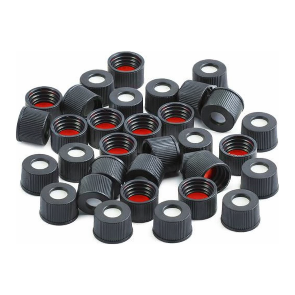 Restek Vial Cap & Septa, 8-425 Blk Closure Red/PTFE White Sil Septa.065in1000PK